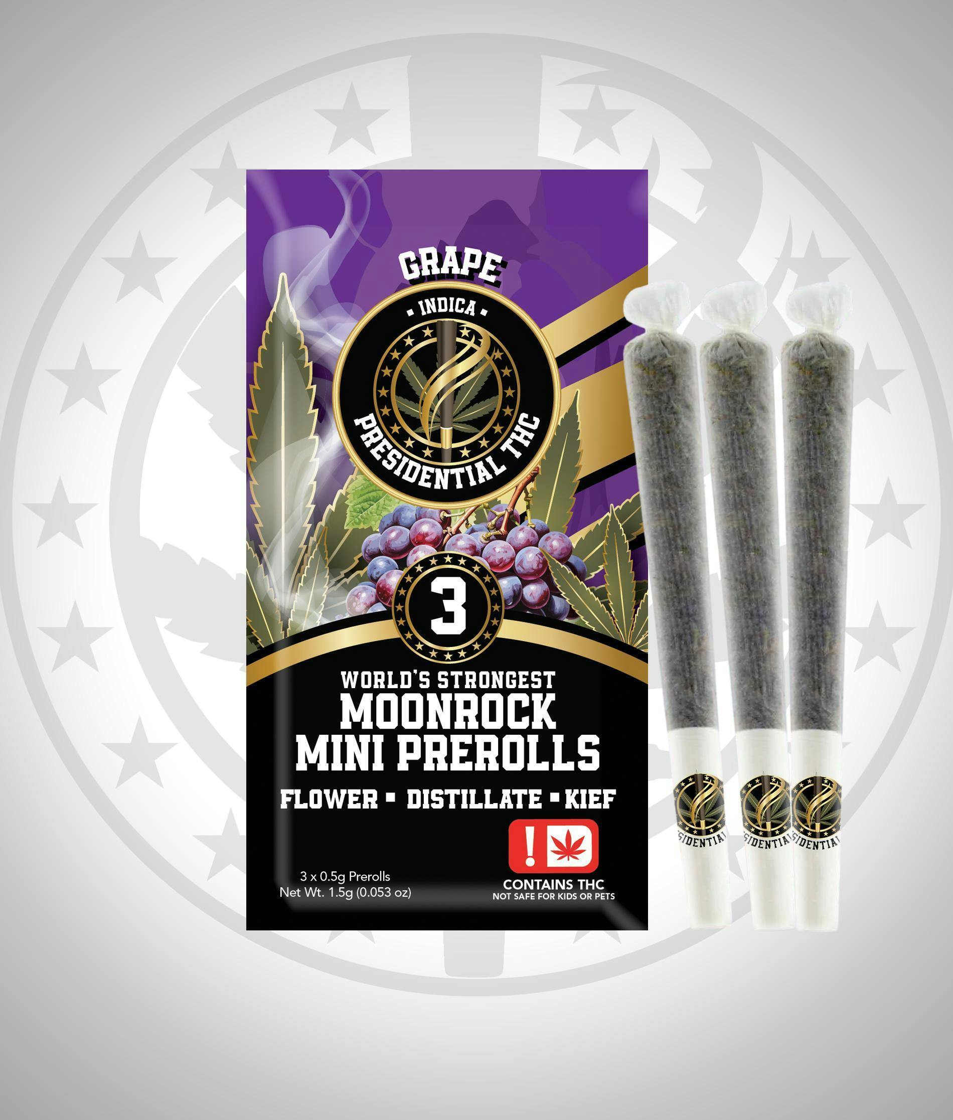 Presidential Moon Rock Mini Prerolls Indica 3pk (Grape)