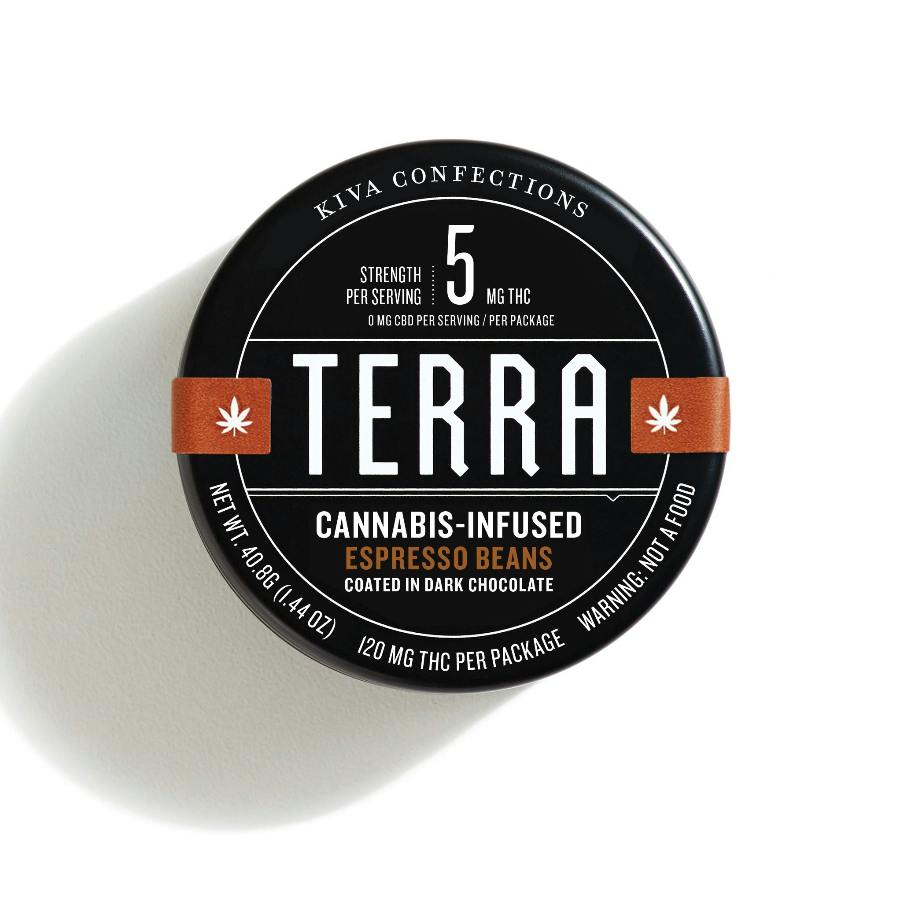 Kiva Terra Dark Chocolate Espresso Bean 100mg
