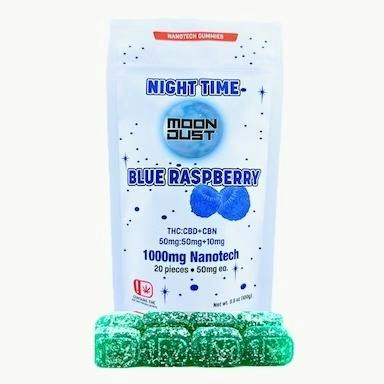 Moon Dust Nanotech NIGHT TIME Gummies 1000mg Indica (Blue Raspberry) THC:CBD:CBN