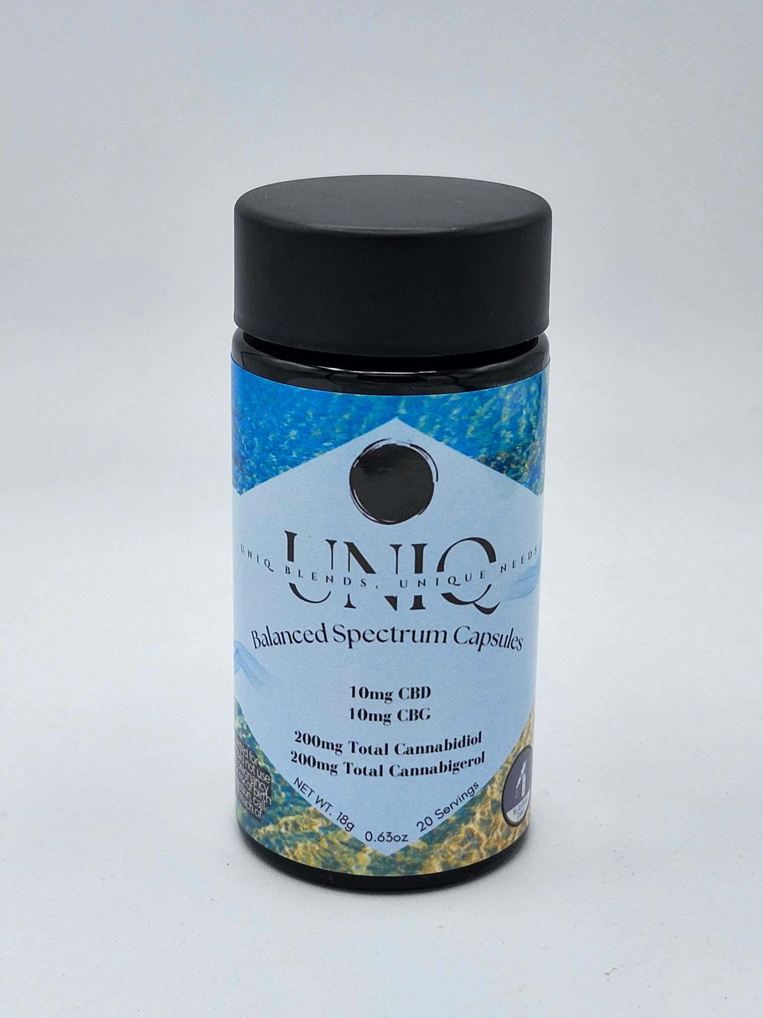 Uniq Balanced Spectrum Capsules 10MG CBD & 10MG CBG (Calm) NON THC