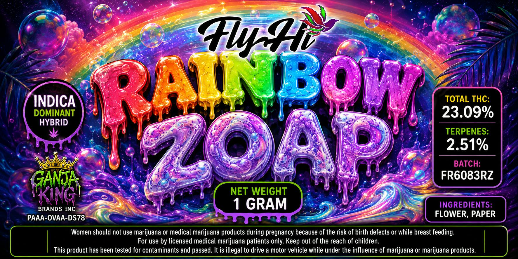 Fly Hi - 1G Pre-Roll - Rainbow Zoap - Hybrid