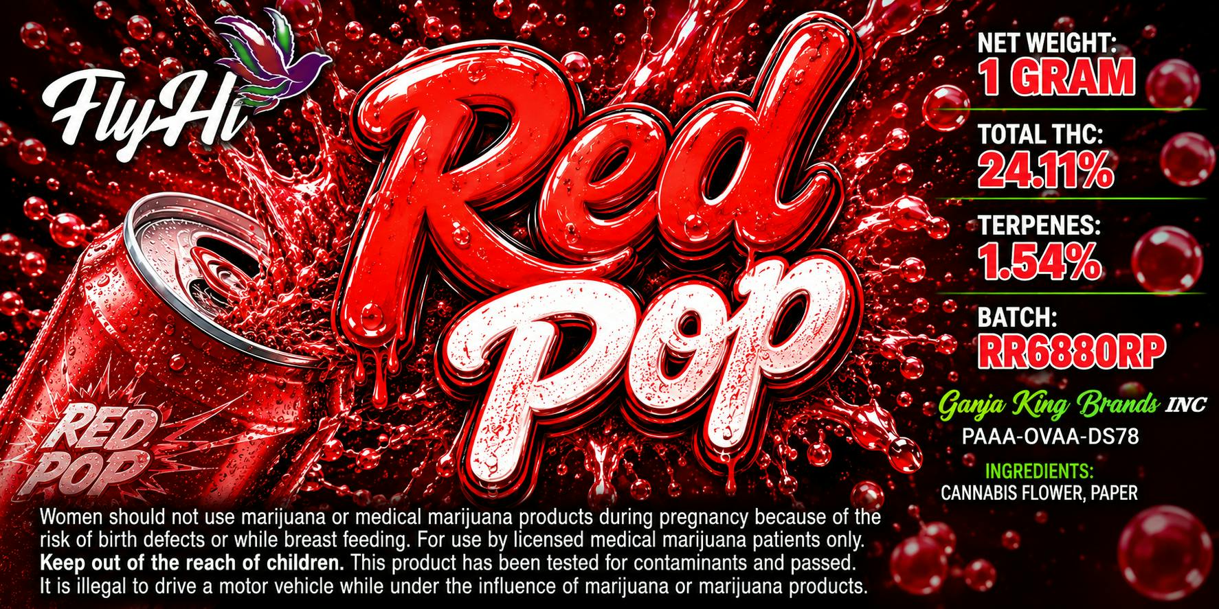 Fly Hi - 1G Pre-Roll - Red Pop - Hybrid