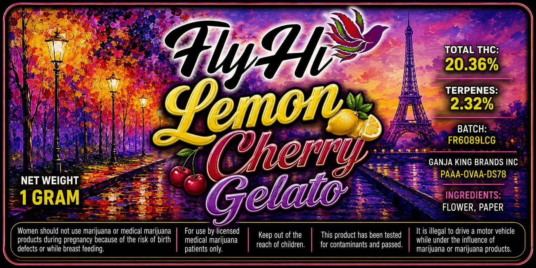 Fly Hi - 1G Pre-Roll - Lemon Cherry Gelato - Hybrid