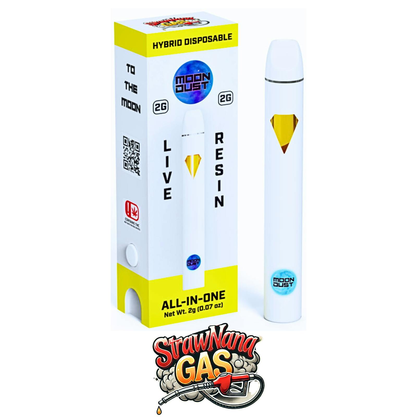 Moondust - 2G - LIVE RESIN DISPOSABLE - STRAWNANA GAS - HYBRID