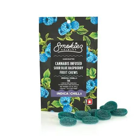 Smokiez Edibles - Sour Blue Raspberry Indica 100mg THC Fruit Chews - 60 g
