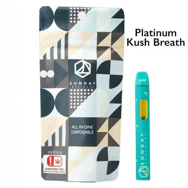 Sunday Extracts Live Resin 2G Disposable (Platinum Kush Breath)