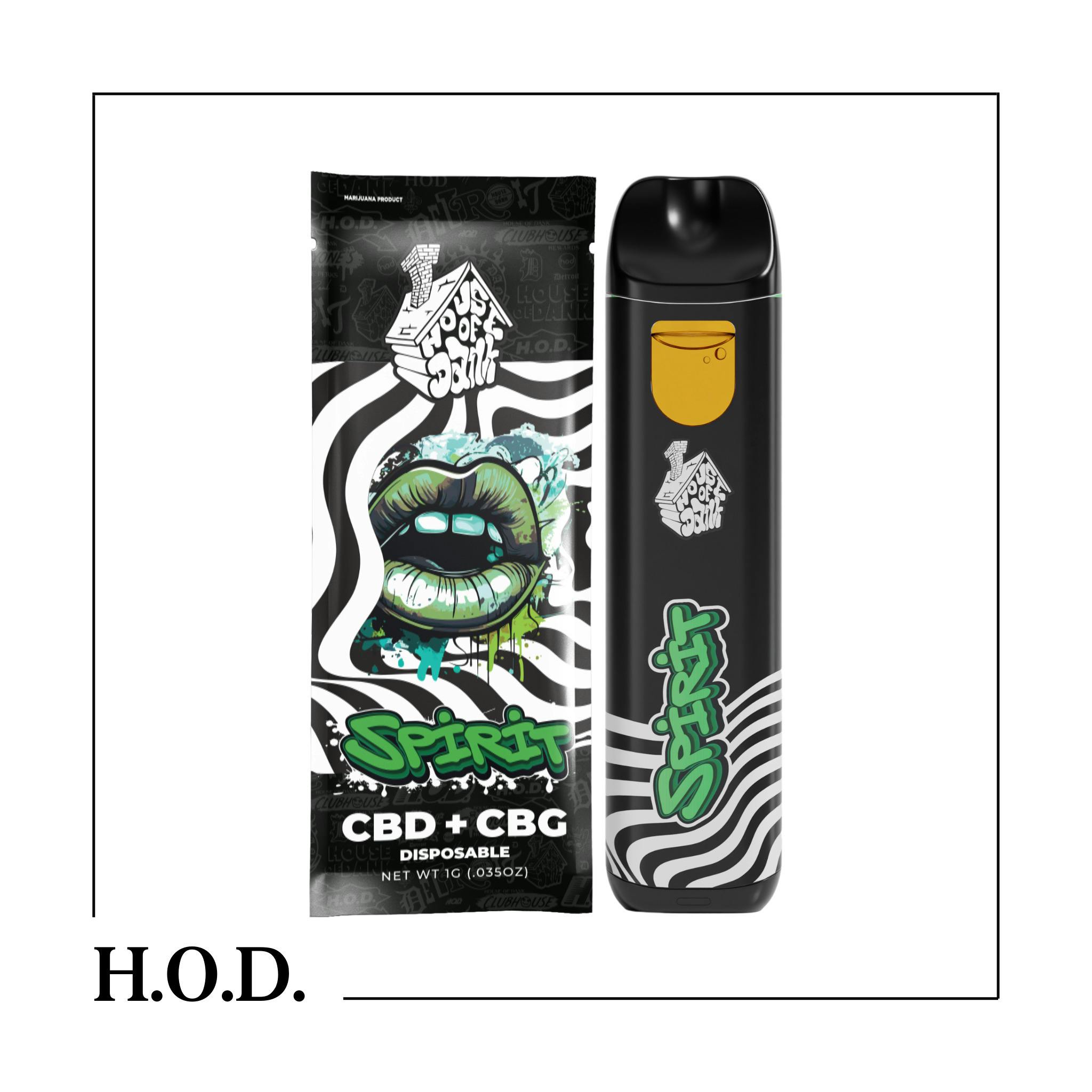 H.O.D. CBD + CBG Spirit Disposable