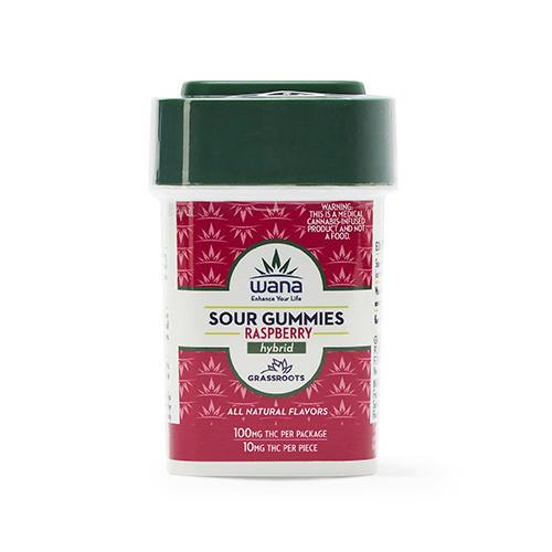 WANA Sour Raspberry Hybrid Gummies 100mg (10ct)