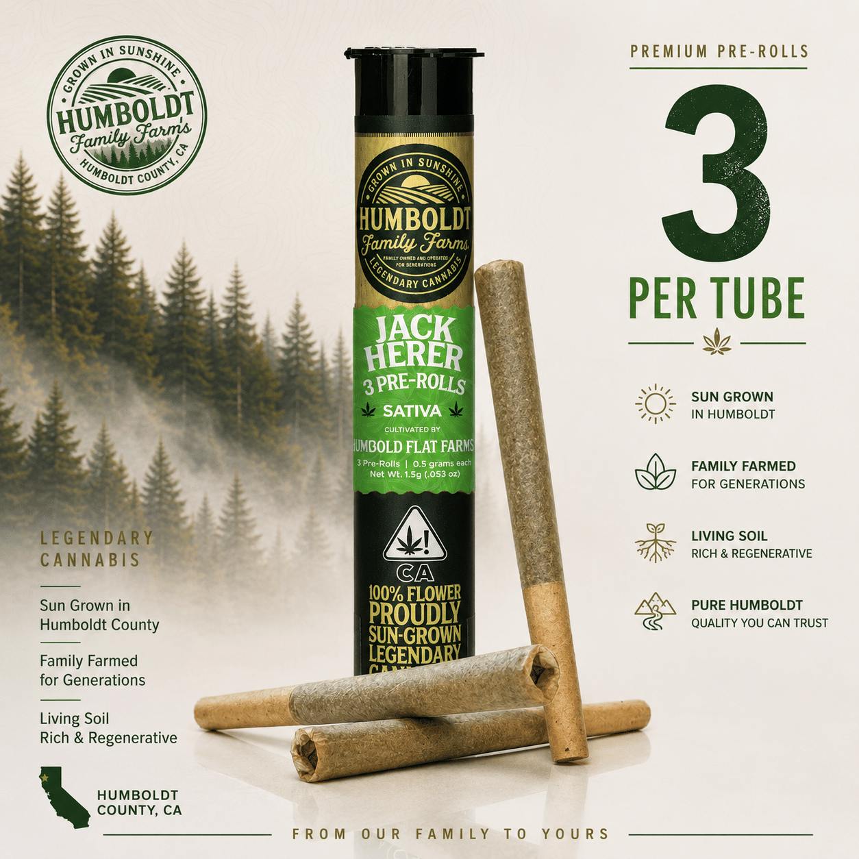 Humboldt Family Farms - HFF Pre-roll 3pk - Mandarin Lime (S)