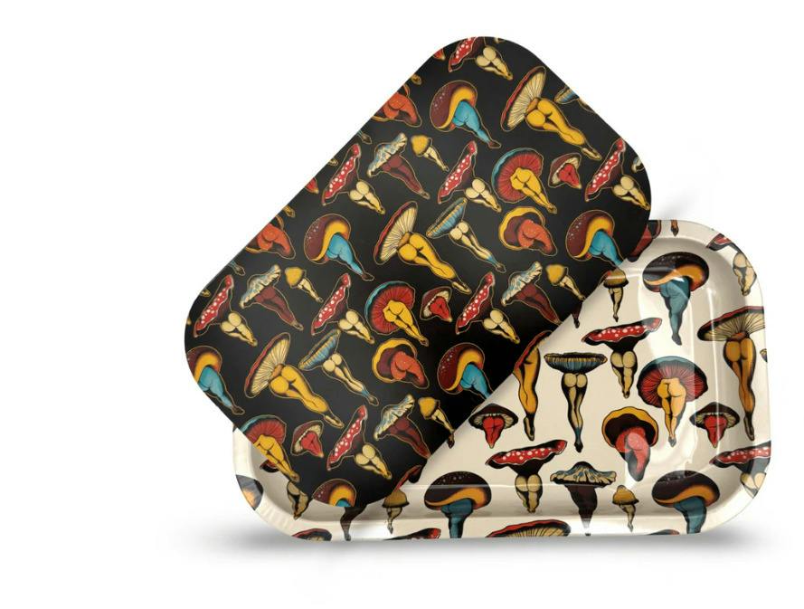 "Shroom Booties" Rolling Tray w/ Magnetic Cover by Cecilia Granata