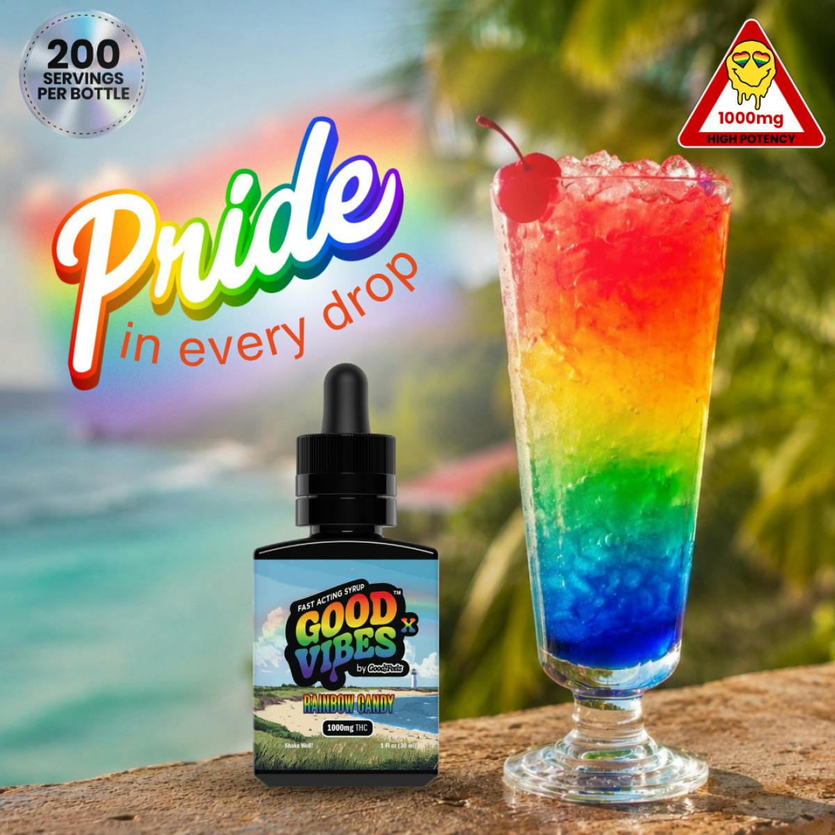 Pride Rainbow Candy Fast-Acting Syrup 30ml (1000mg)