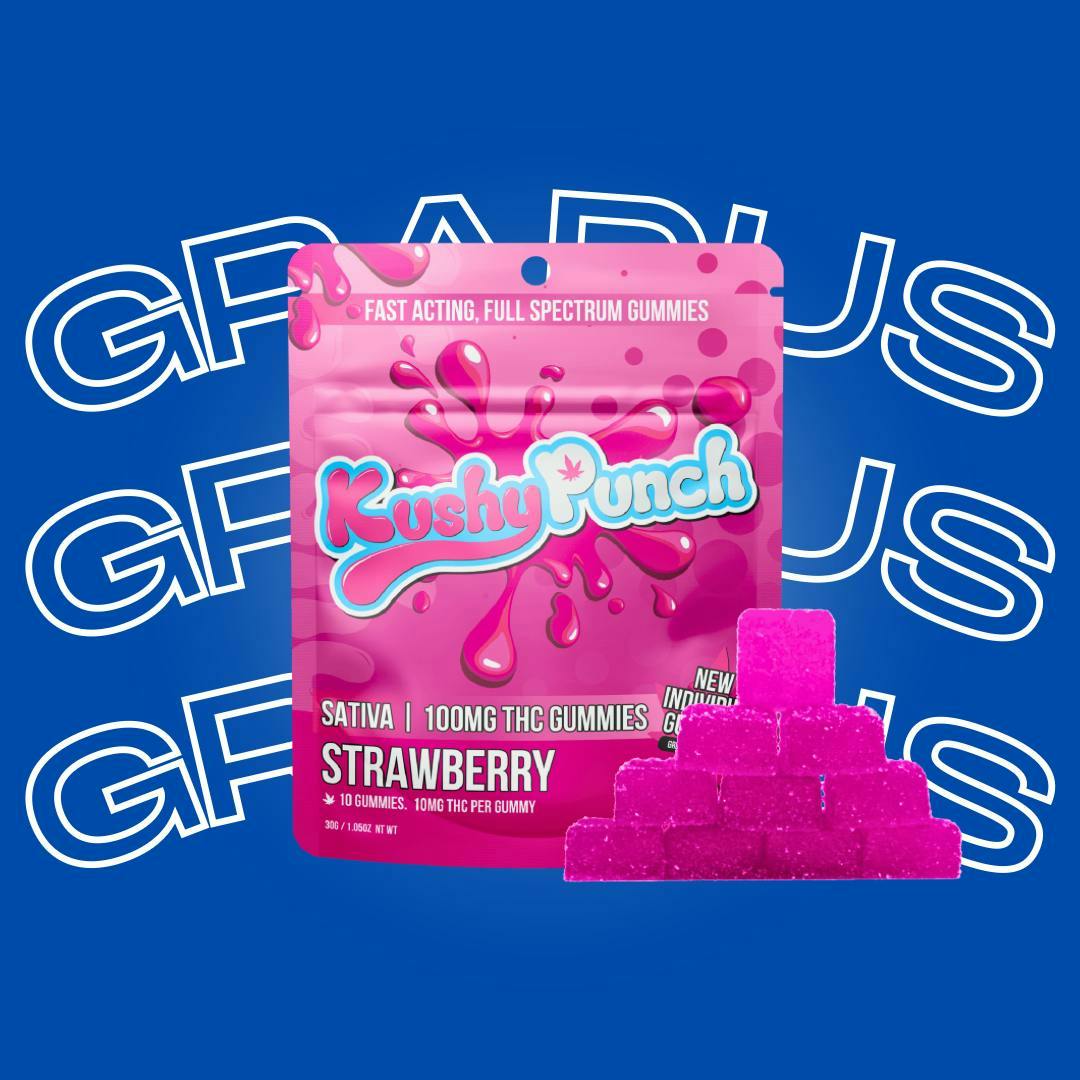 Kushy Punch - Kushy Punch Individual Sativa Strawberry Gummy 100mg