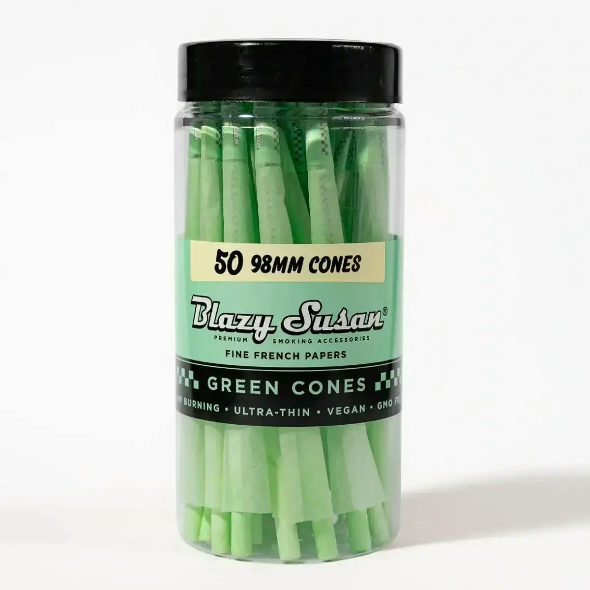 Blazy Susan Green 1 1/4 Fine French Paper Cones Jar