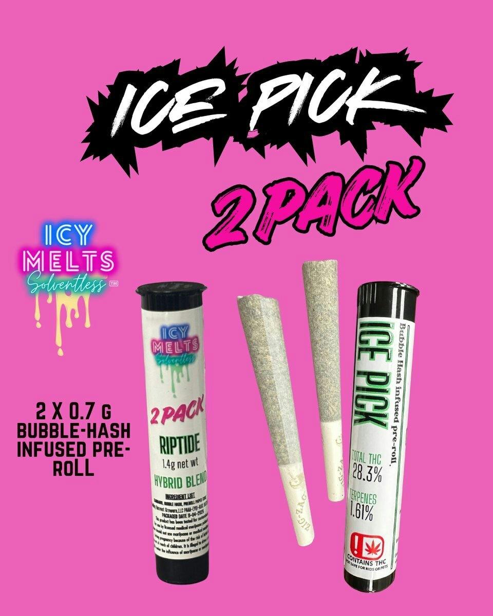 Icy Melts - Rip Tide - 1.4g 2pk Bubble Hash Infused Pre Roll