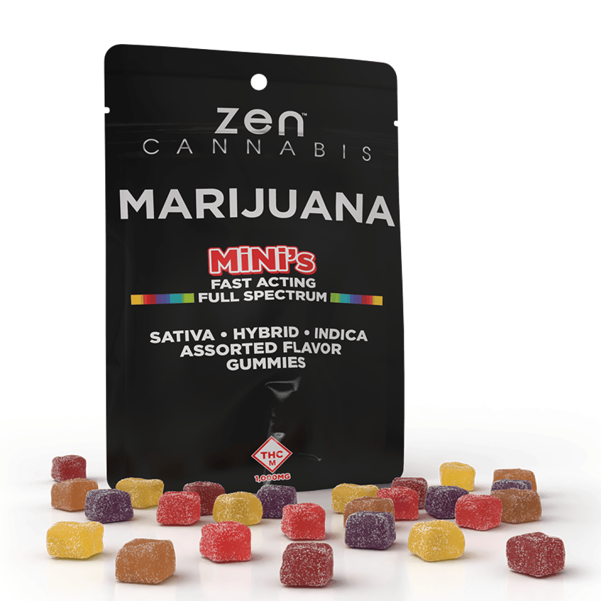 1000MG SATIVA:HYBRID:INDICA ASSORTED FLAVOR GUMMIES
