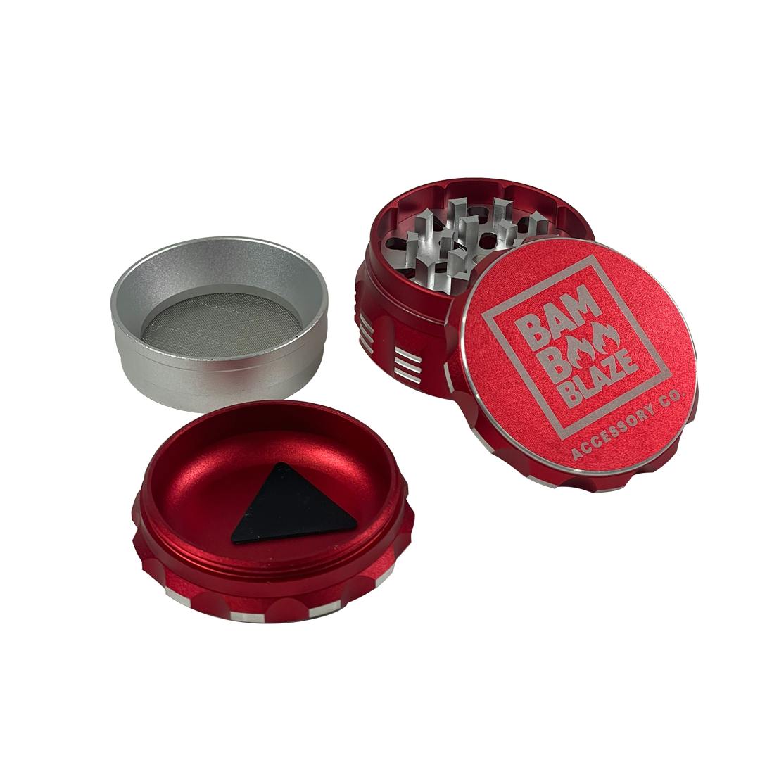 Bamboo Blaze - Indented 4-Piece Grinder - Red