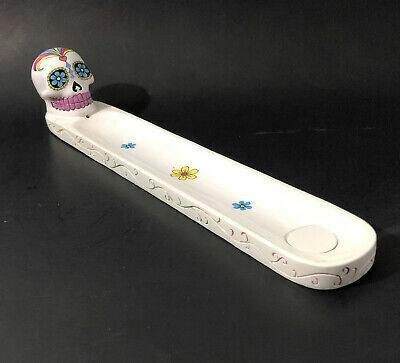 Day of The Dead Incense Burner White Sugar Skull