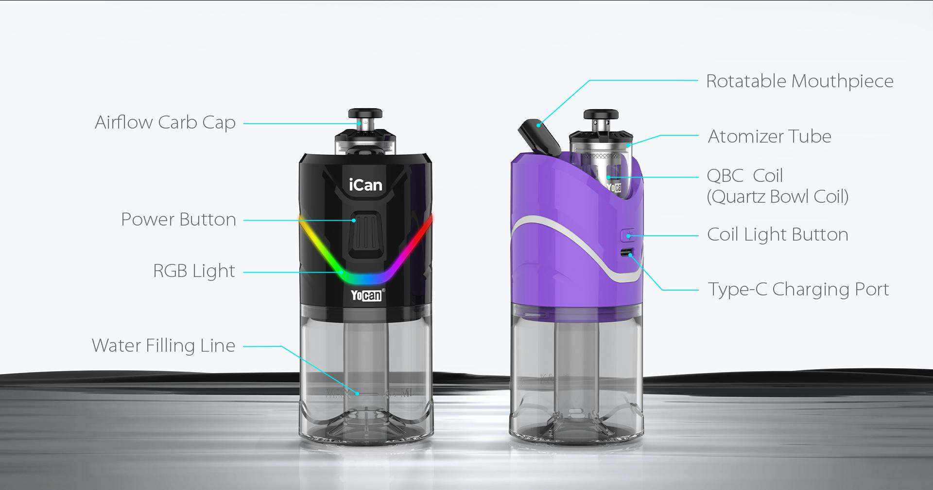 YOCAN ICAN ELECTRIC DAB RIG BLACK/GREEN/PURPLE/WHITE