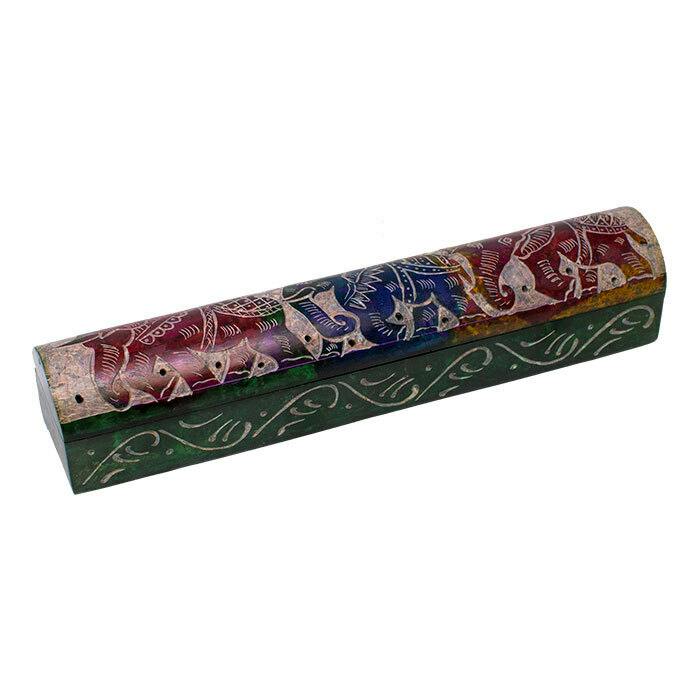 CASKET INCENSE HOLDER TRIBE OF ELEPHANTS