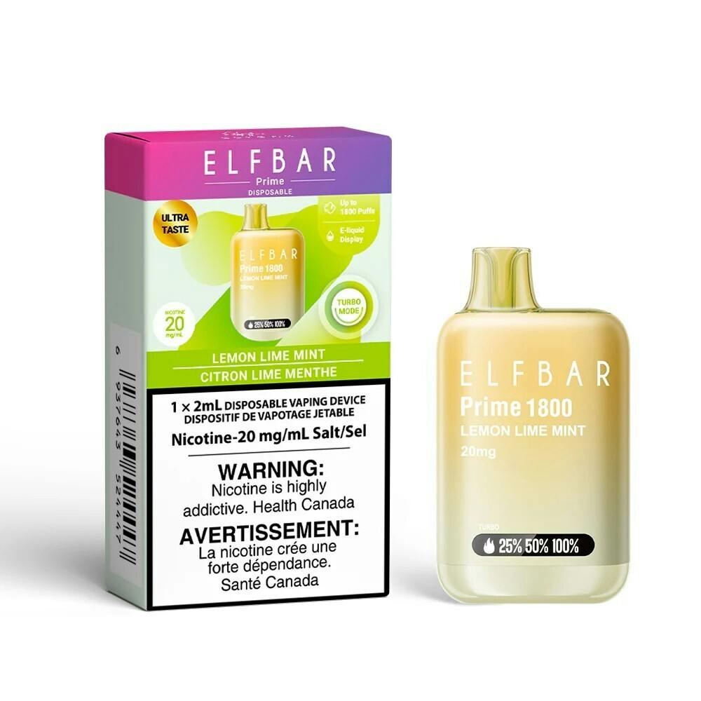ELFBAR PRIME LEMON LIME MINT 1800 DISPOSABLE VAPE