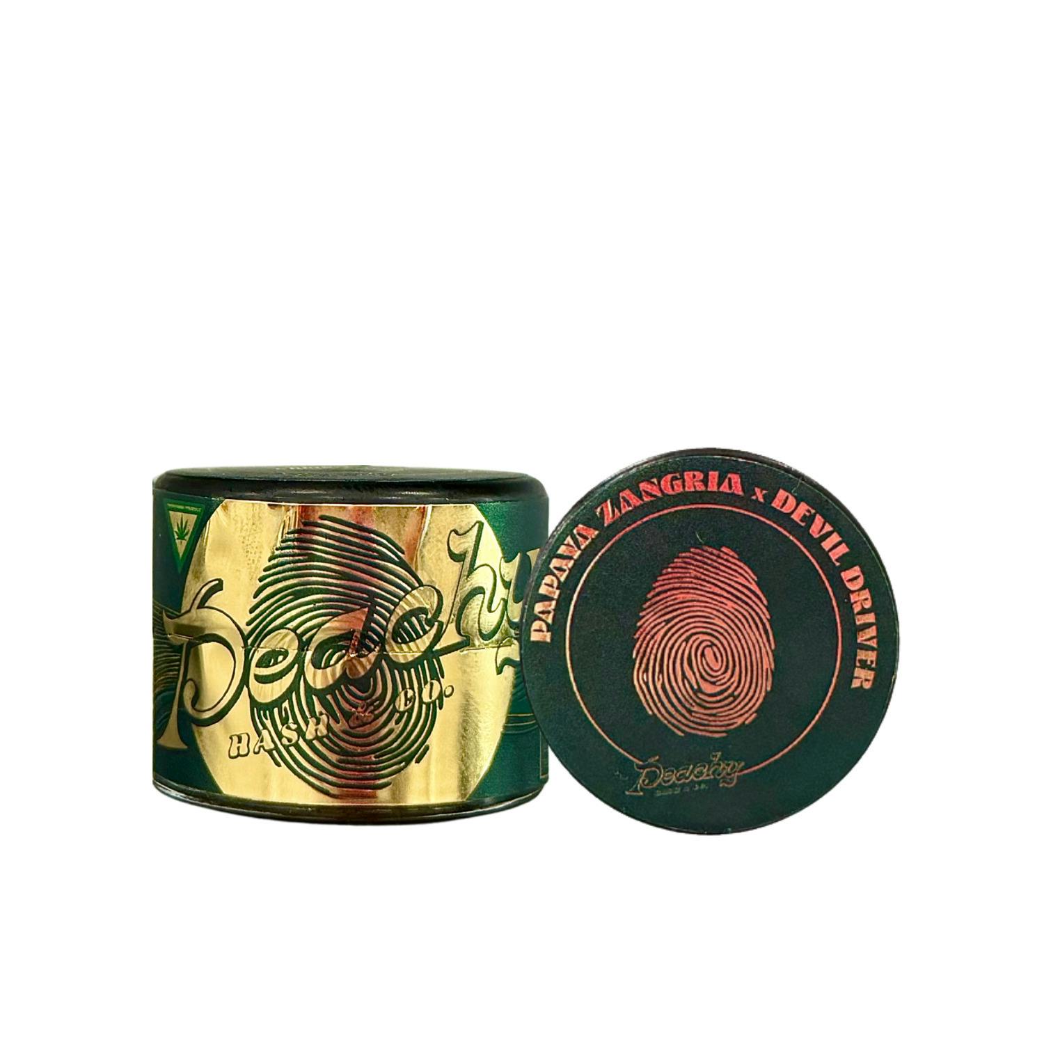 Peachy Hash & Co. - Live Rosin Thumbprint - (2g) - **DEVIL DRIVER x PAPAYA ZANGRIA**