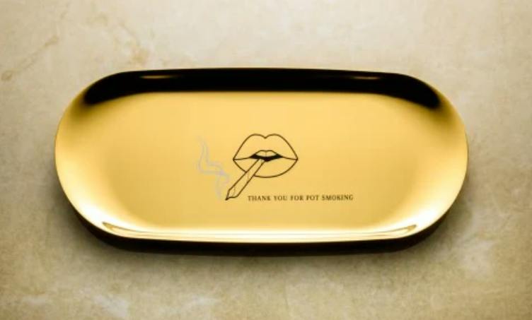 Gold Tray Thank You For Pot Smoking