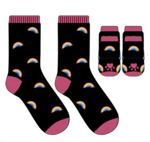 PET & OWNER MATCHING SOCKS | BLACK RAINBOW