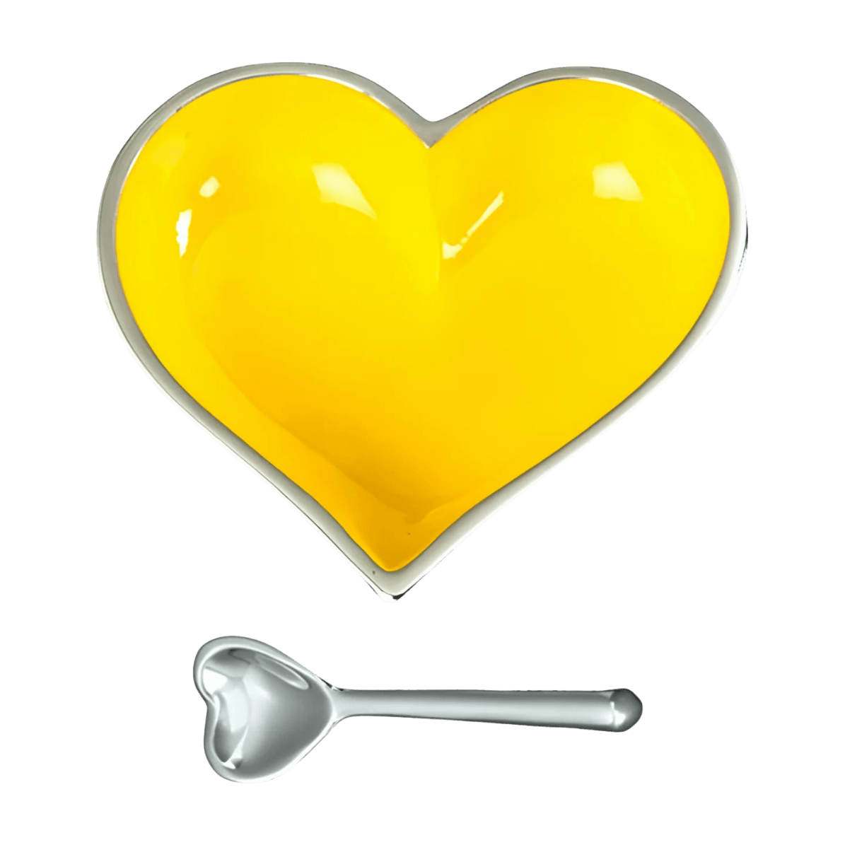 HEART DISH WITH HEART SPOON SET | YELLOW