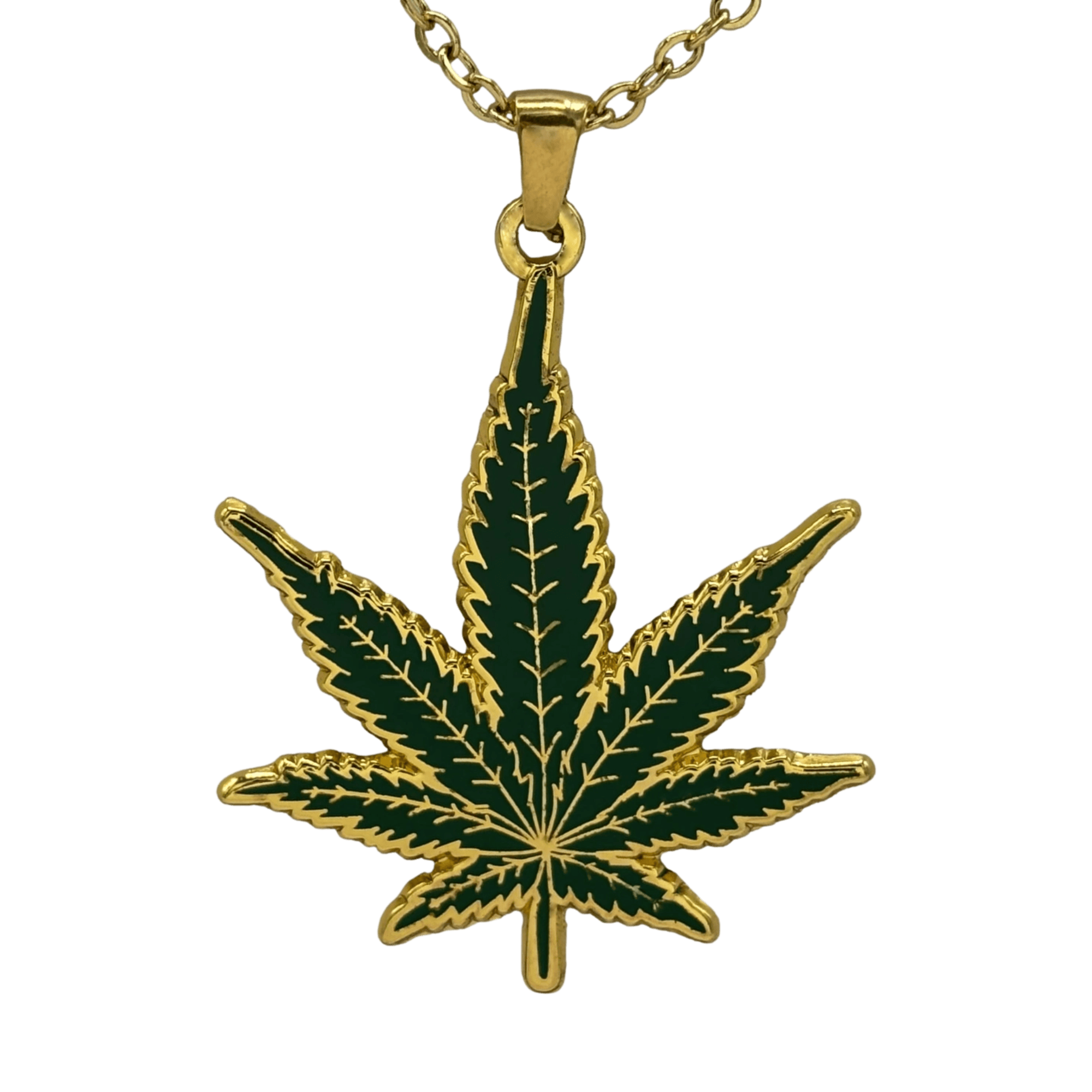 NECKLACE | POT LEAF DOUBLE SIDED PENDANT | GOLD