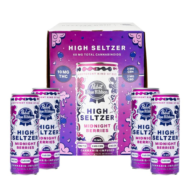 PABST BLUE RIBBON - HIGH SELTZER 12FLOZ 4PK [40MG] 10:3:2 THC:CBN:CBD MIDNIGHT BERRIES