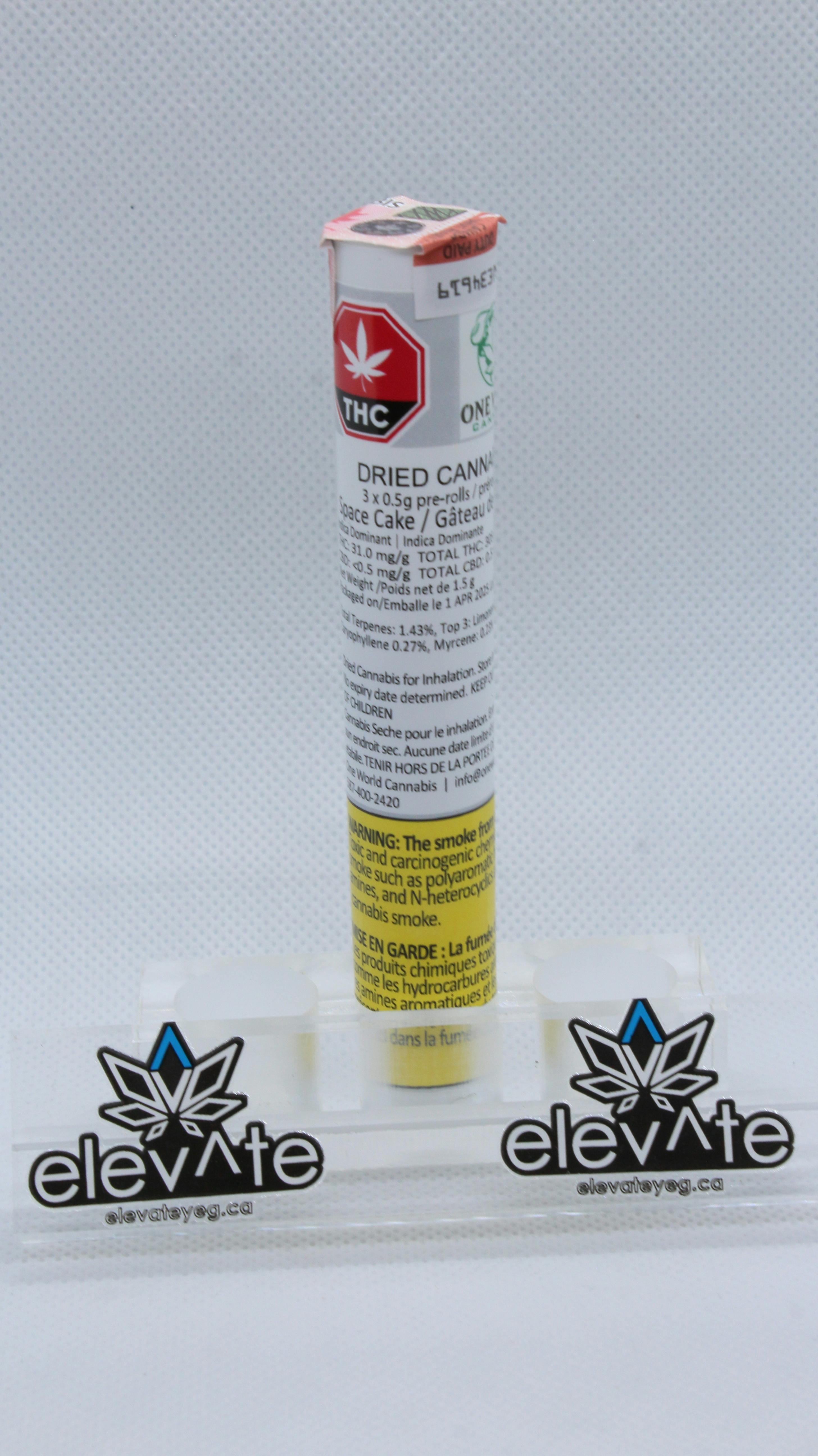 One World Cannabis Space Cake 3 x 0.5g Pre Rolls