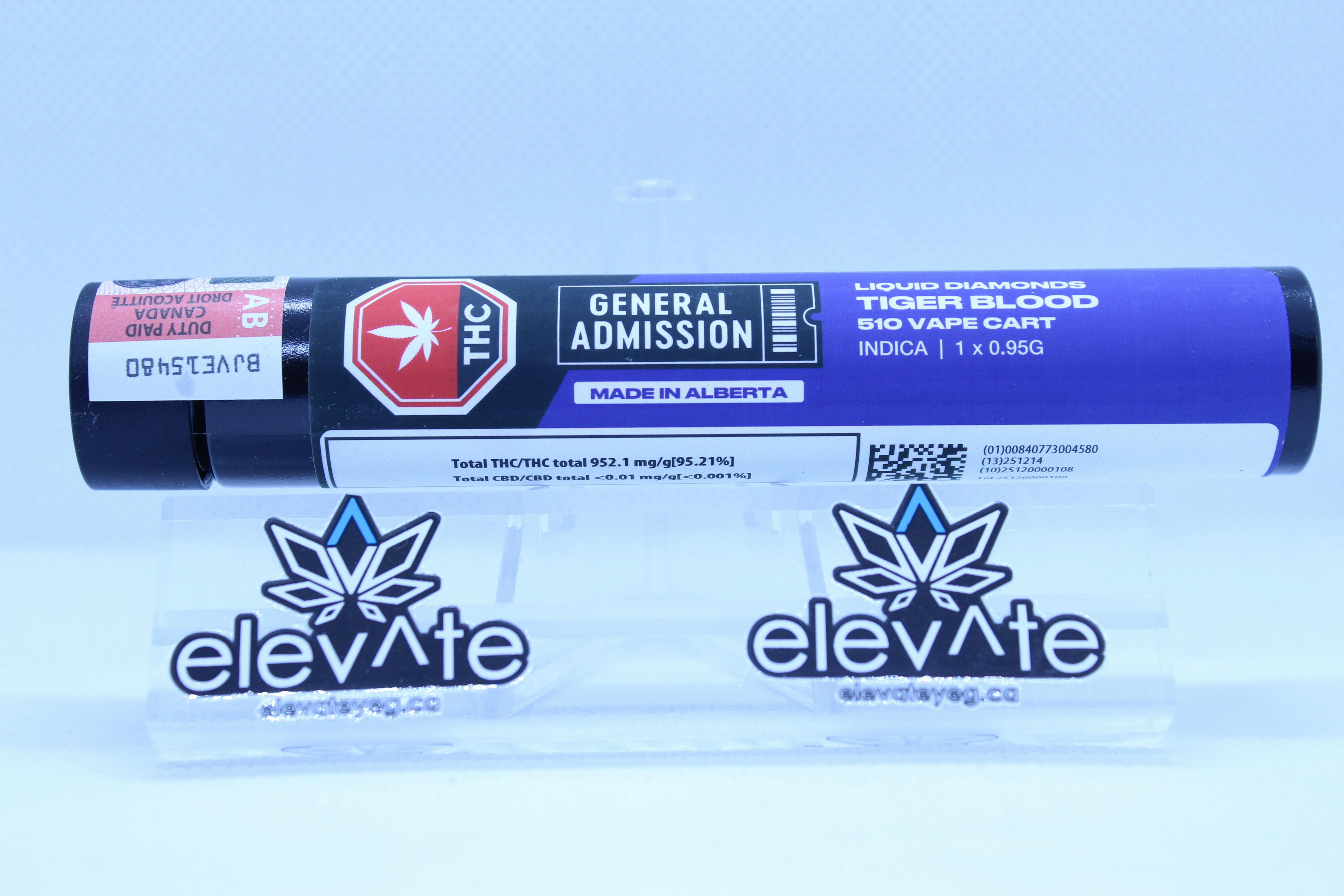 General Admission Tiger Blood Liquid Diamond Vape Cart 0.95g