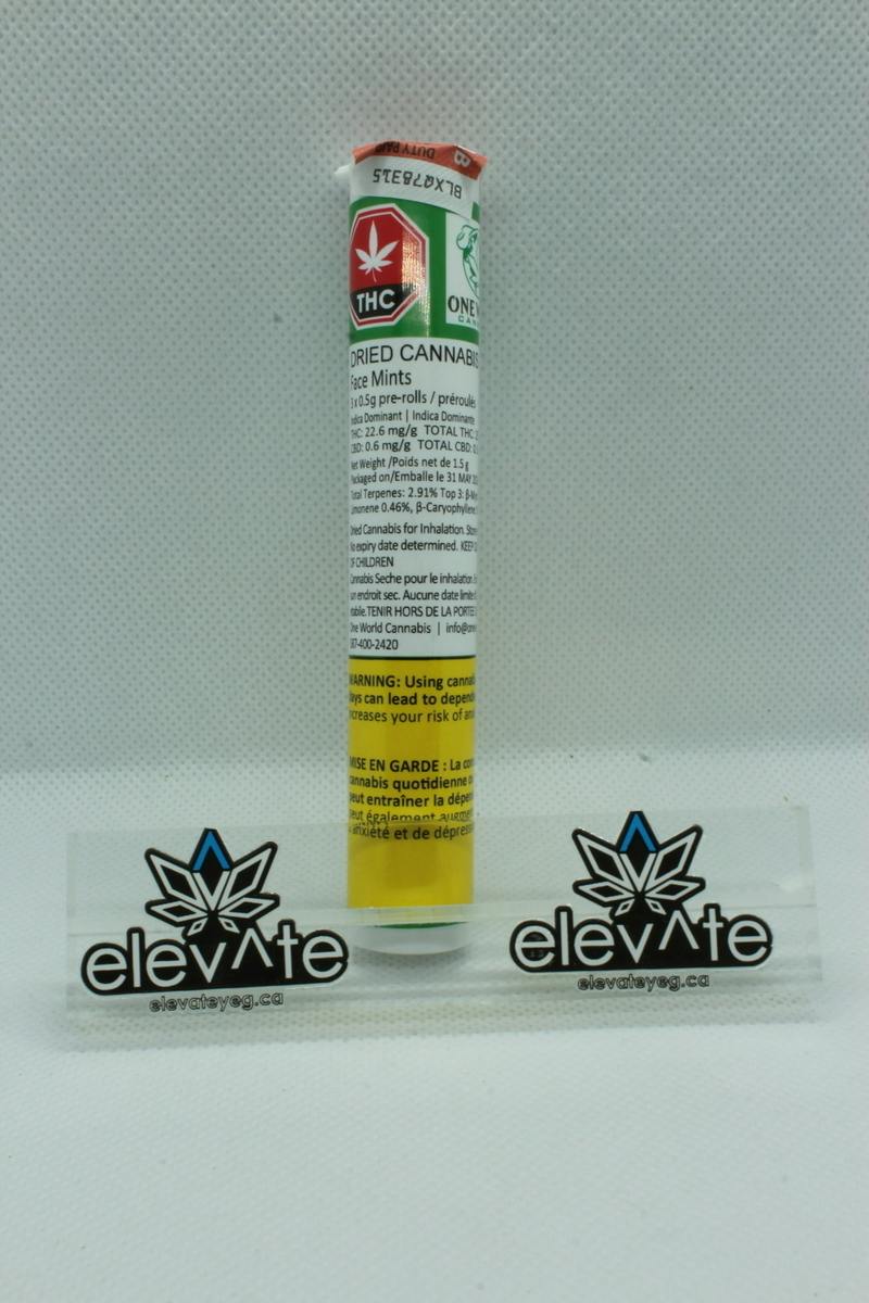 One World Cannabis Face Mints 3 x 0.5g Pre Rolls