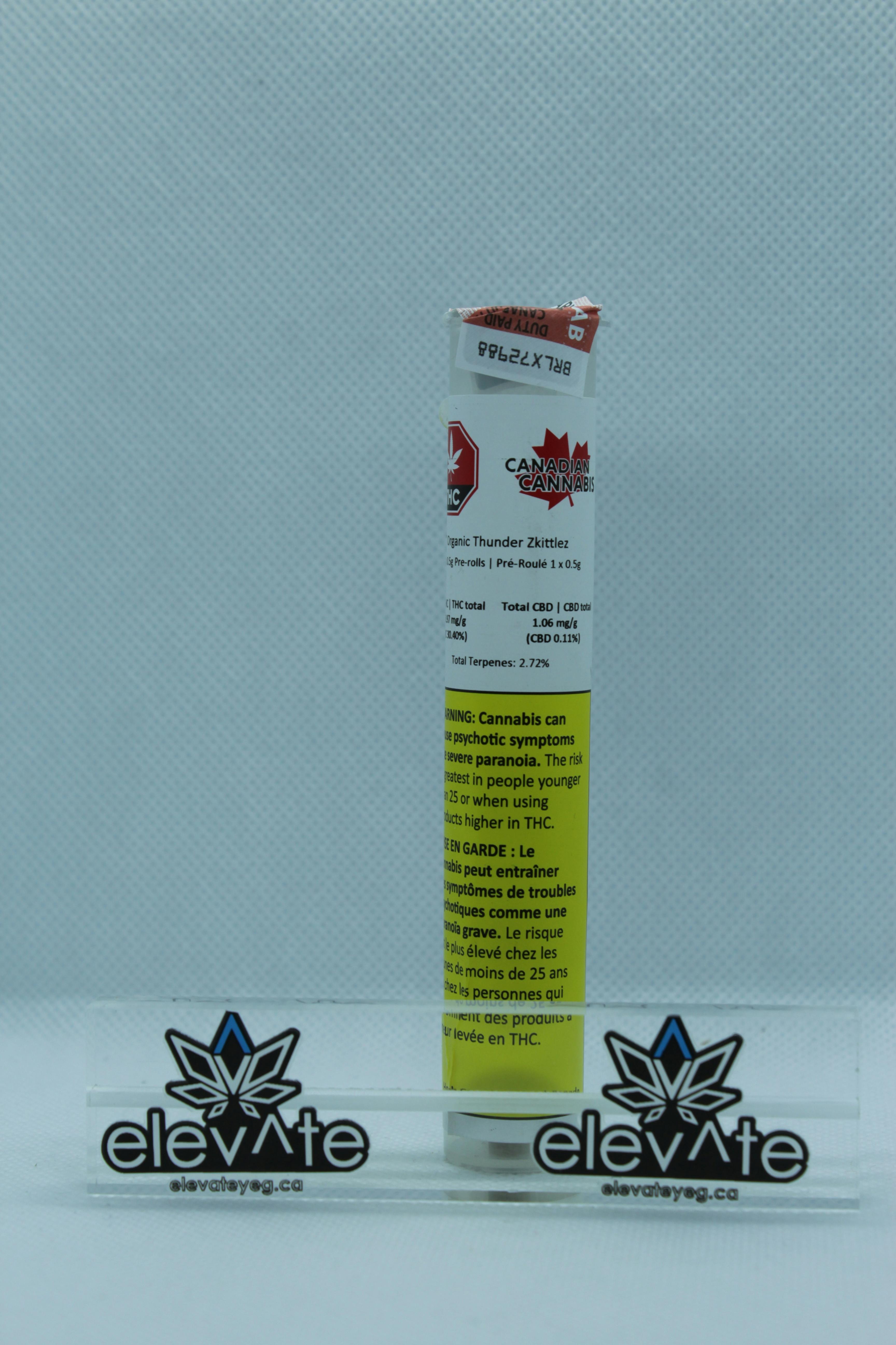 Canadian Cannabis Organic Thunder Zkittlez Pre Roll 1 x 0.5g