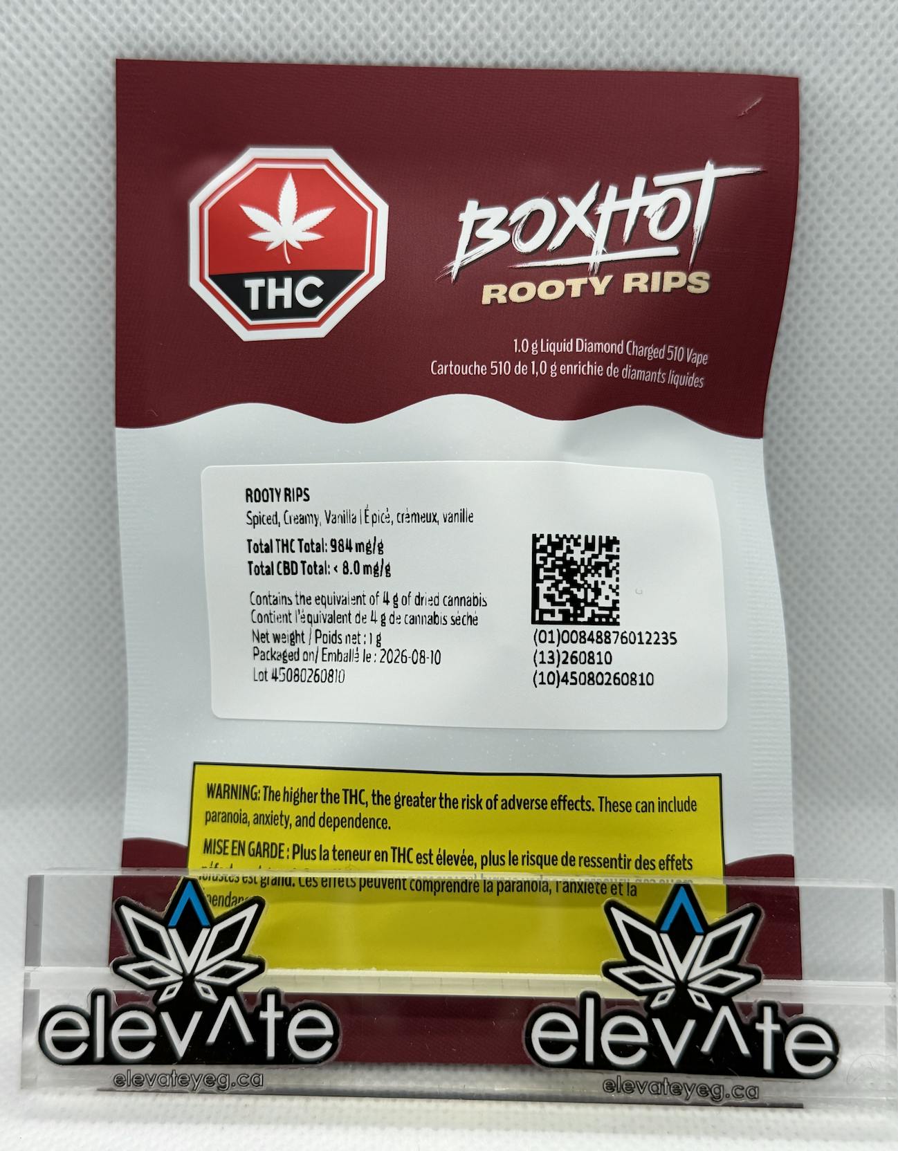 BOXHOT Rooty Rips Liquid Diamond Charged Vape Cart 1g