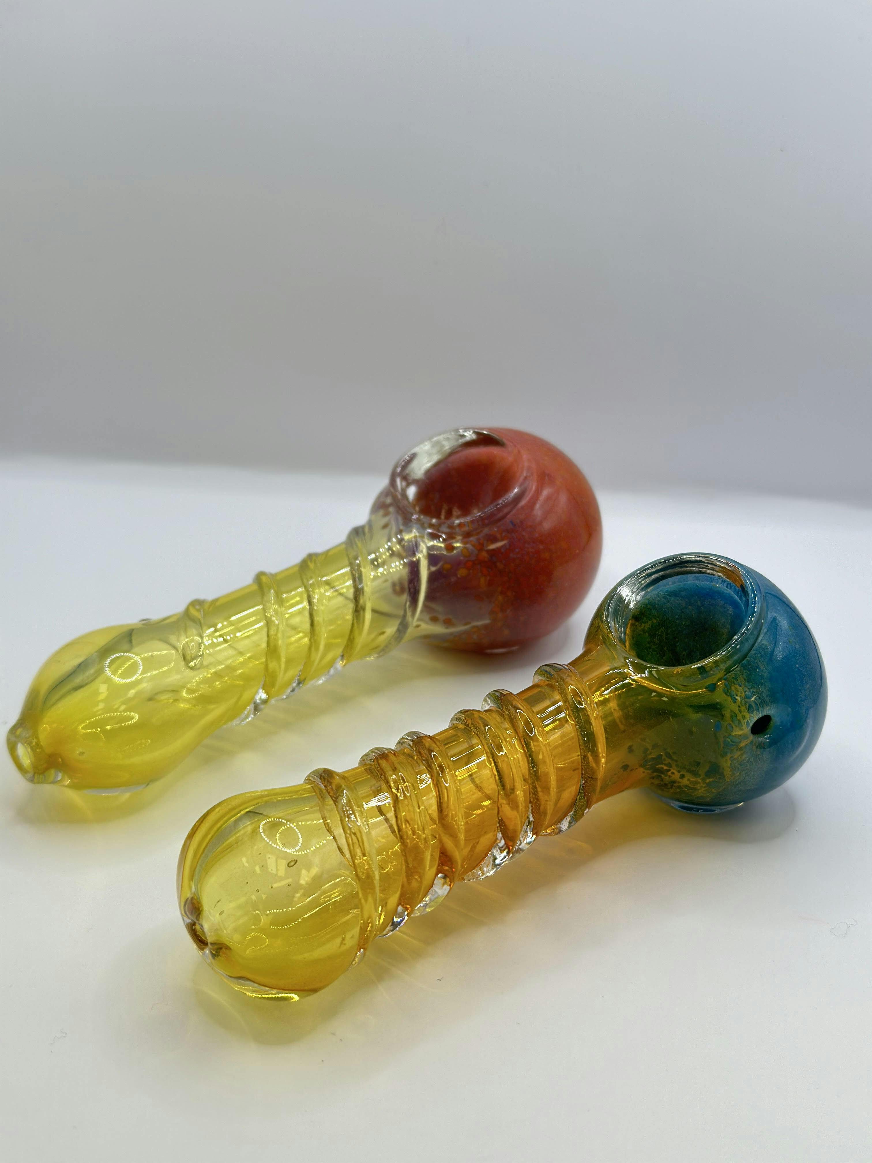 Hand Pipe 4in Yellow Swirls HP225