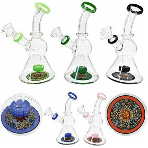 The Showcase - Glass 7.5" Rig with Floral Mandala Disc Showerhead Perc - 7.5" Rig