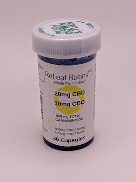 Releaf Ratios 20 Mg CBD + 10 Mg CBG Capsules