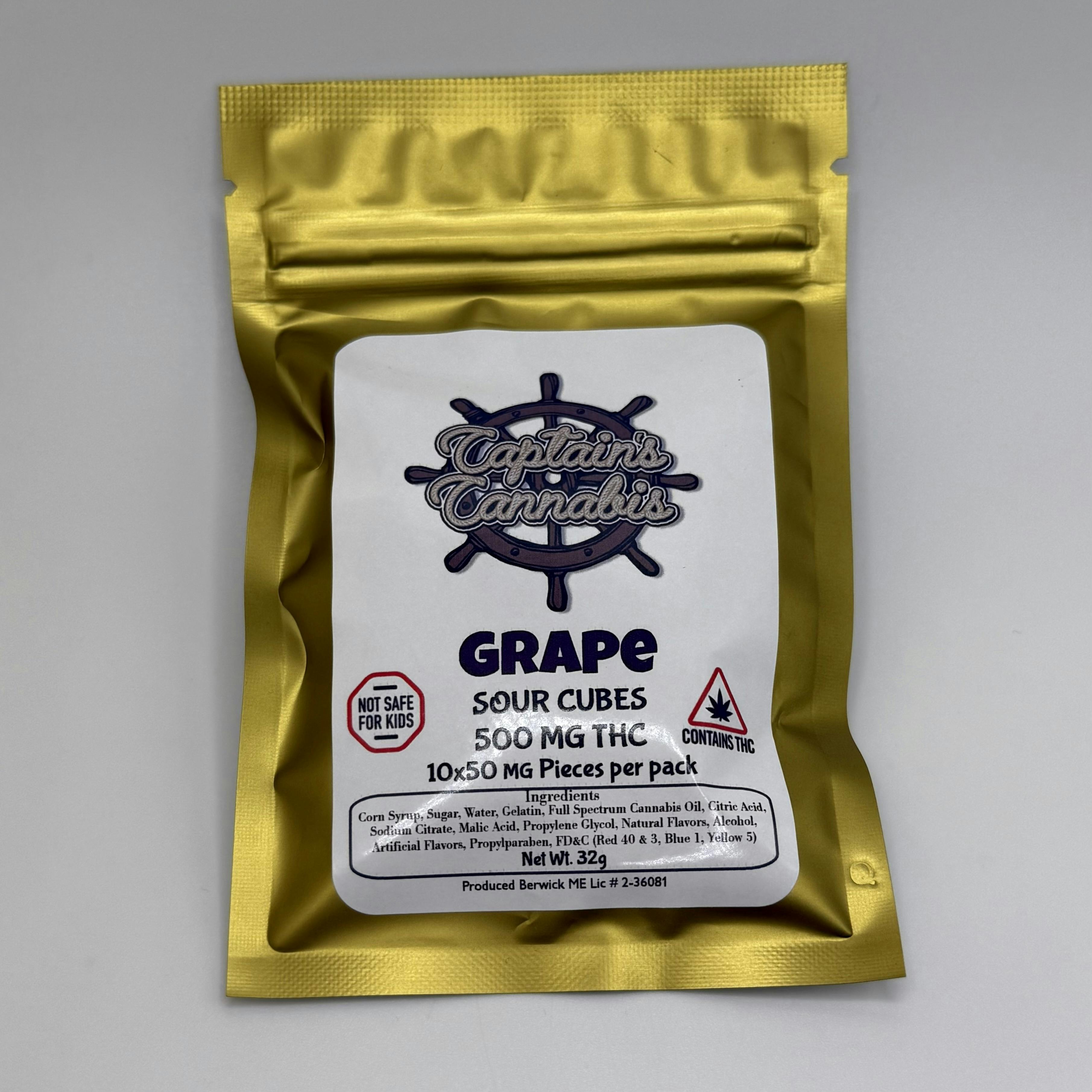 Grape - 500 Mg Sour Cubes - Captains Cannabis