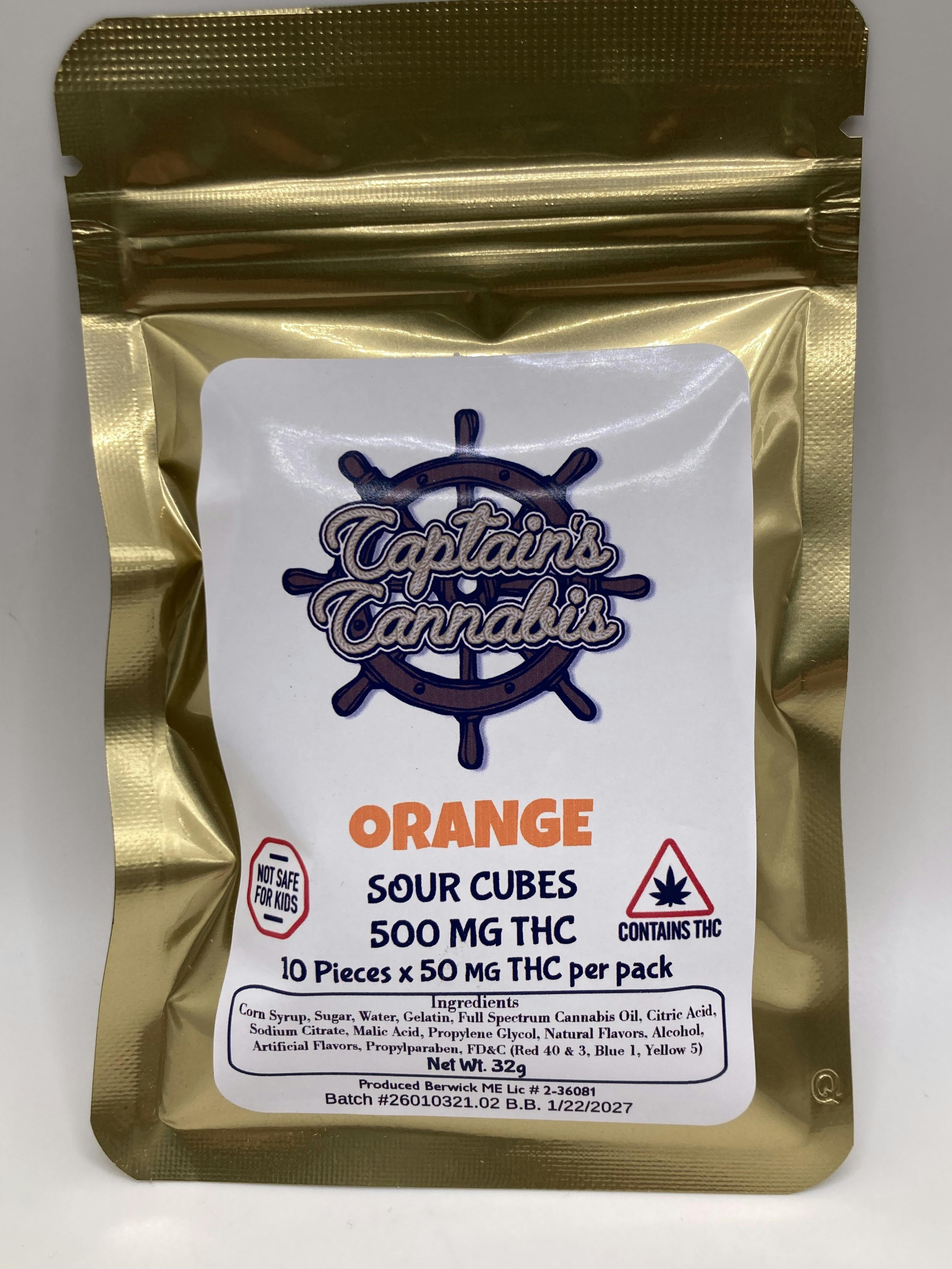 Orange - 500 Mg Sour Cubes - Captains Cannabis