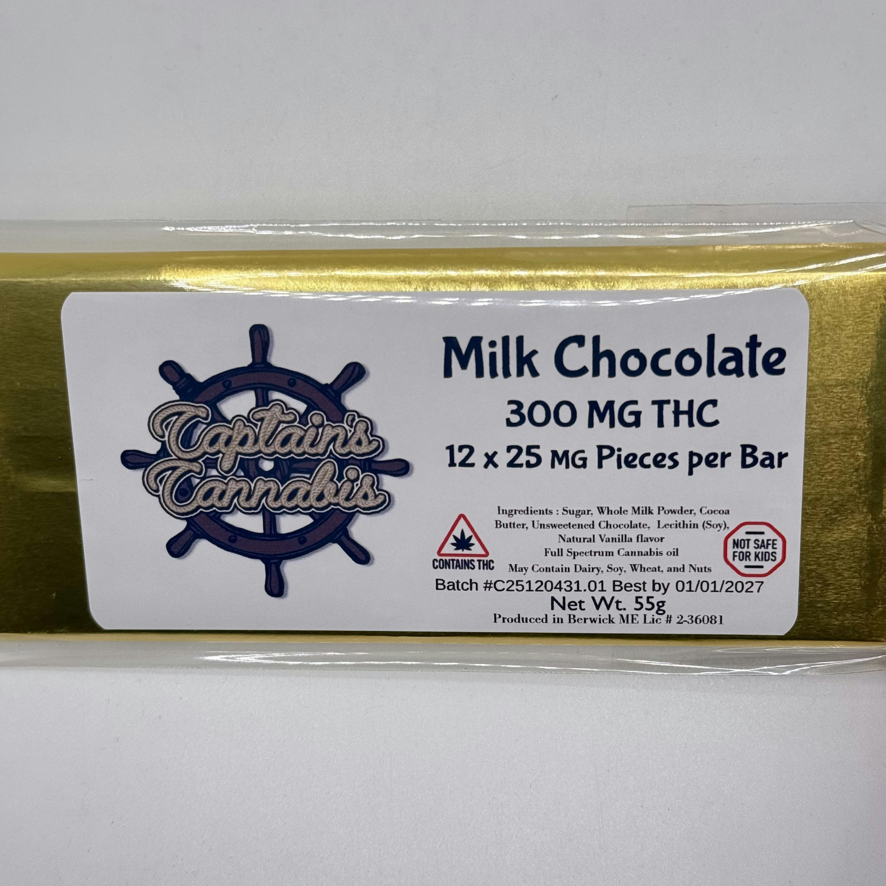Milk Chocolate Bar - 300mg - Captains Cannabis