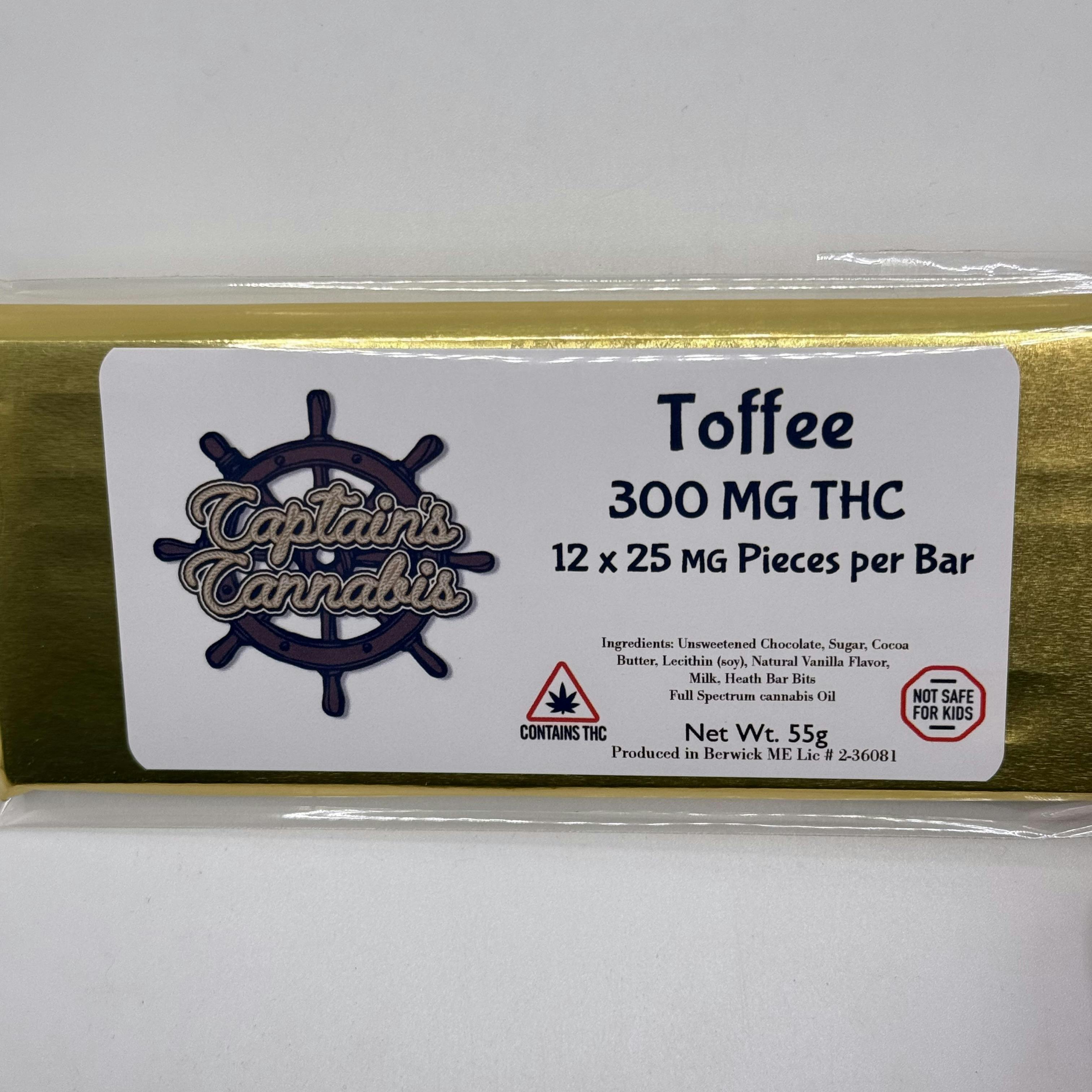 Toffee Chocolate Bar - 300mg - Captains Cannabis
