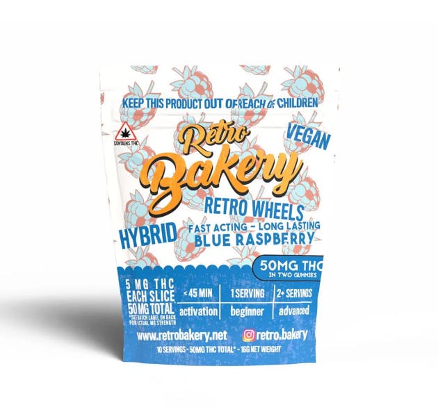 Retro Wheels - | Blue Raspberry | 50mg at Green Apple Cannabis