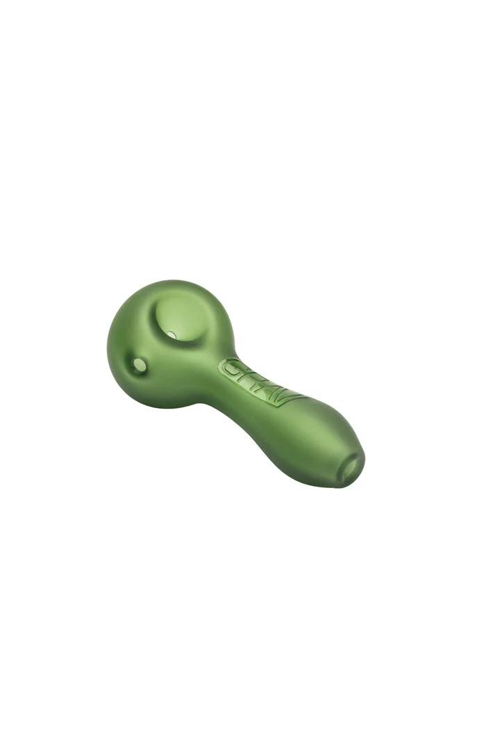 Grav 4" SandBlasted Glass Spoon Hand Pipe - | Green