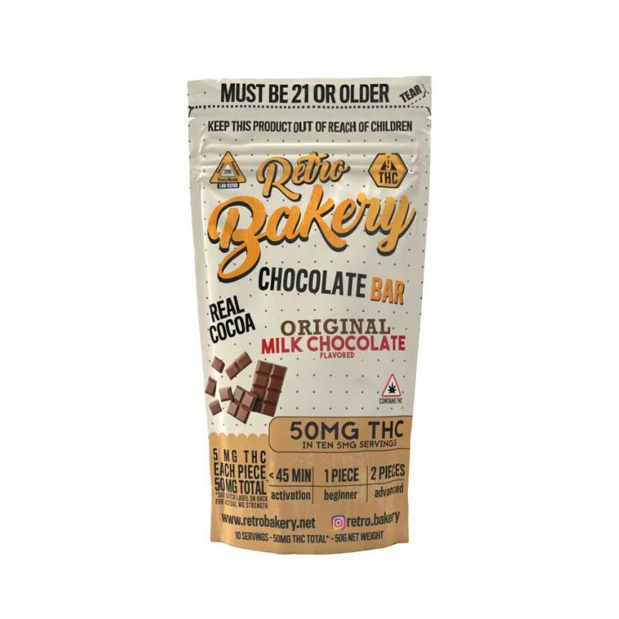Retro Bakery Chocolate Bar - | Milk Chocolate | 50mg