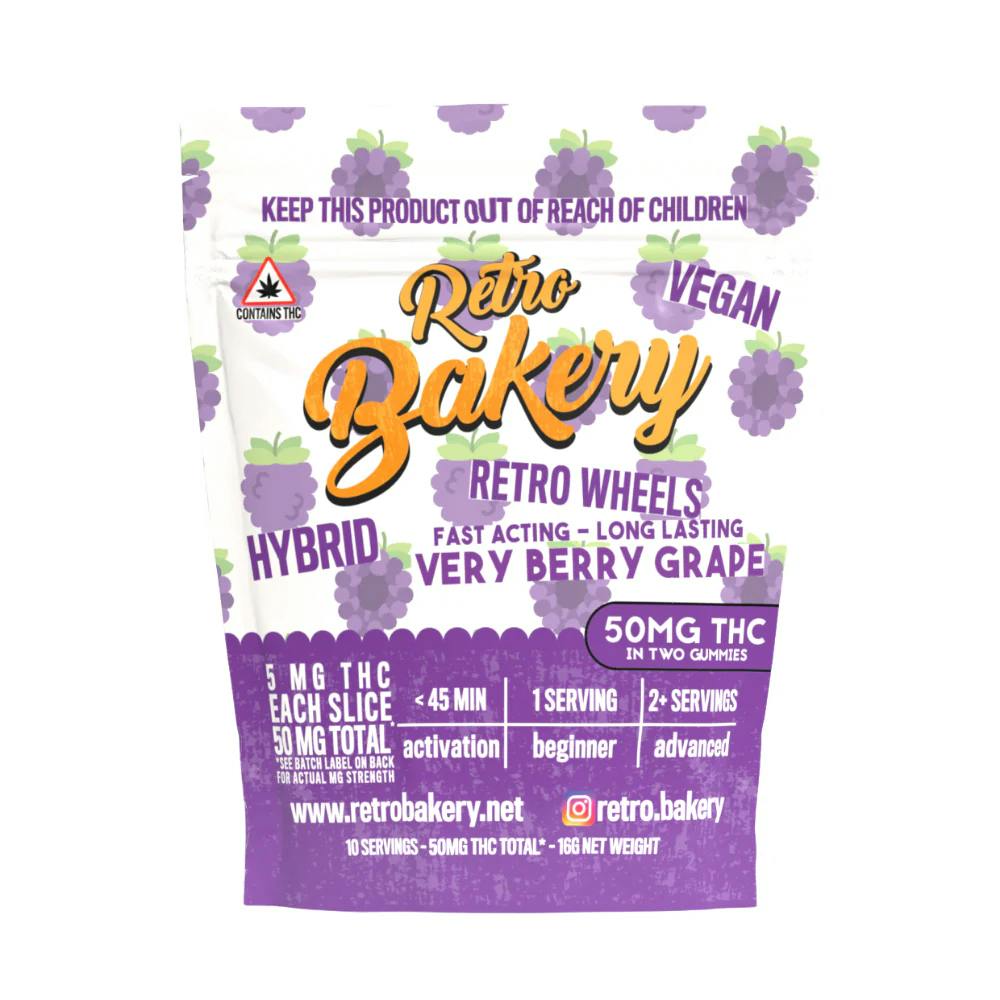 Retro Wheels - | Very Berry Grape | 50mg at Green Apple Cannabis