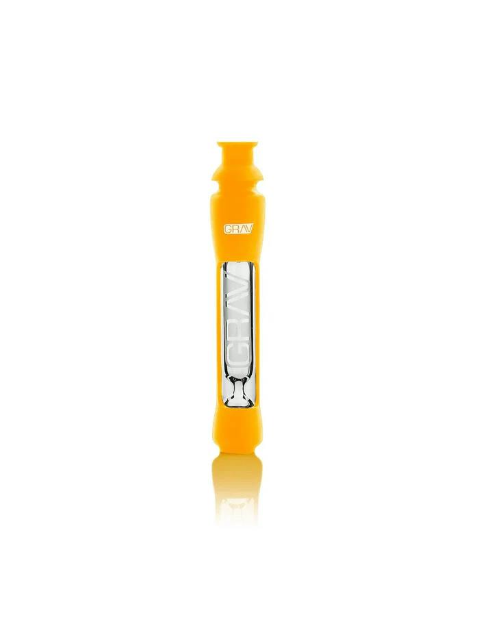 Grav 12mm Glass Taster Pipe w/ Silicone Skin - | Mustard Yellow at Green Apple Cannabis