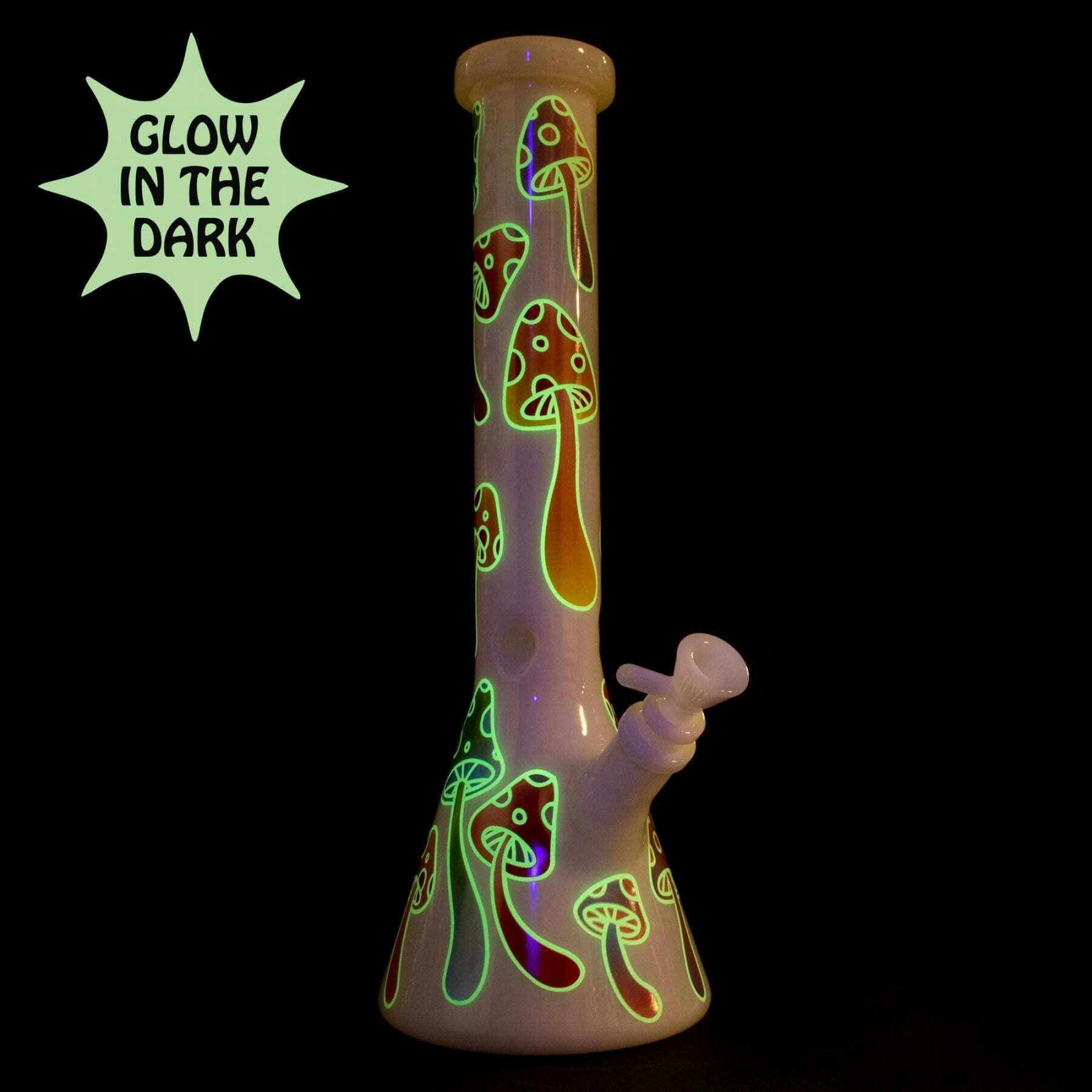 White 15" GitD Mushroom Magic Beaker