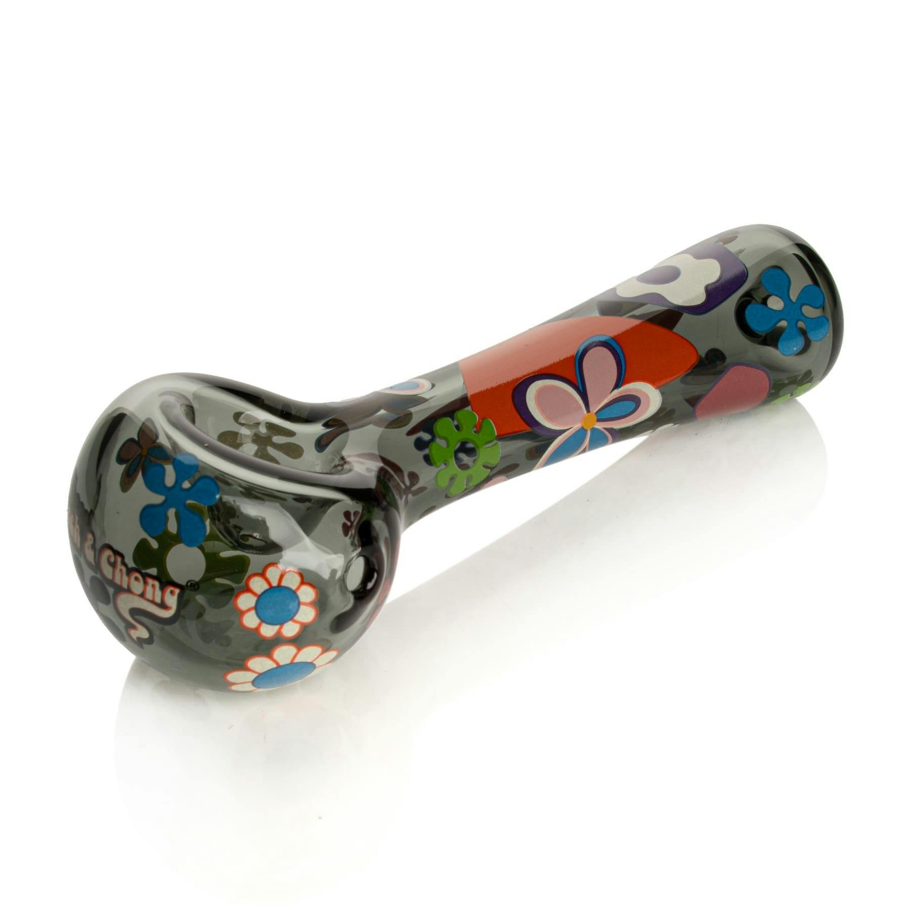 4.5" Power to the Flower Smoked Spoon Pipe