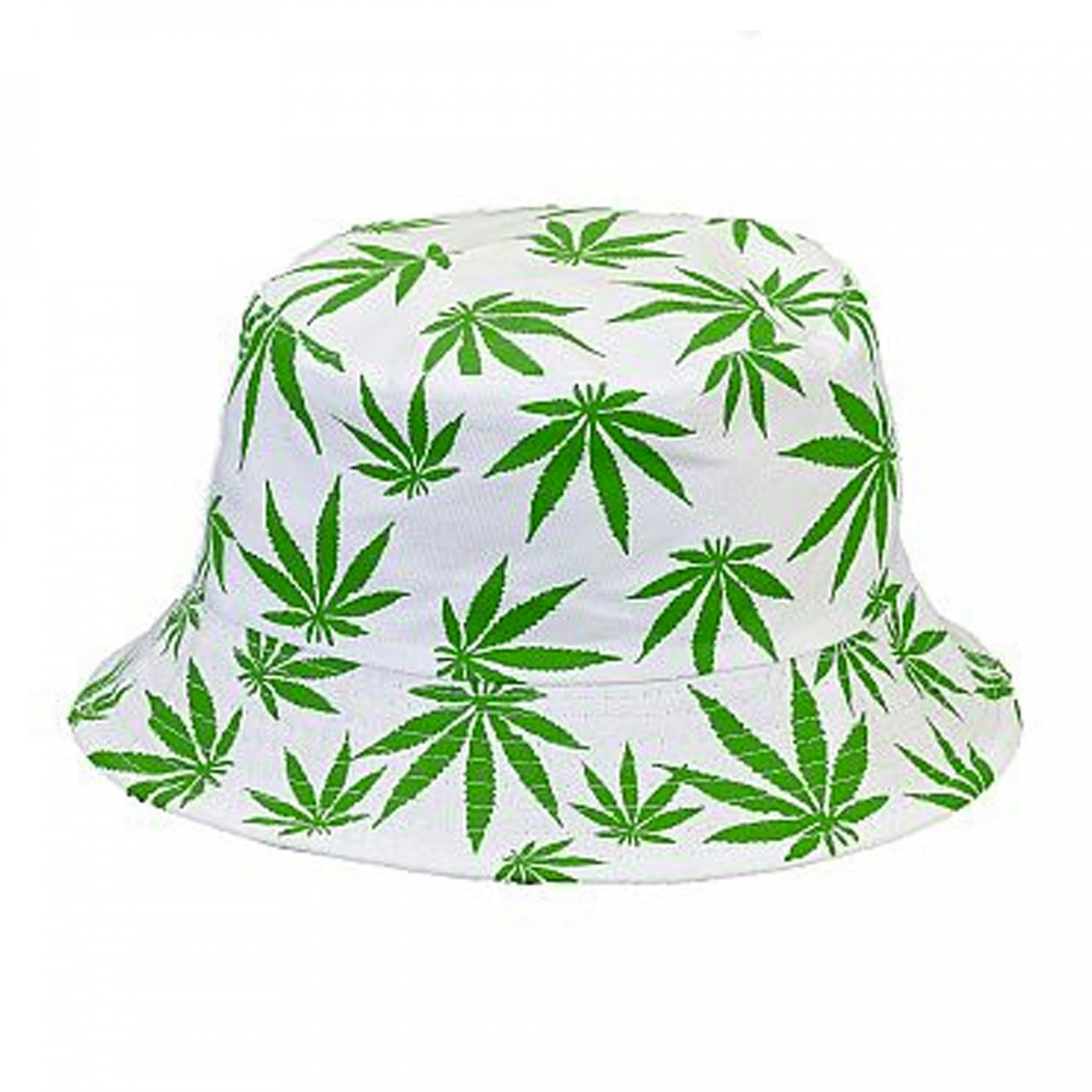 White Cannabis Leaf Bucket Hat